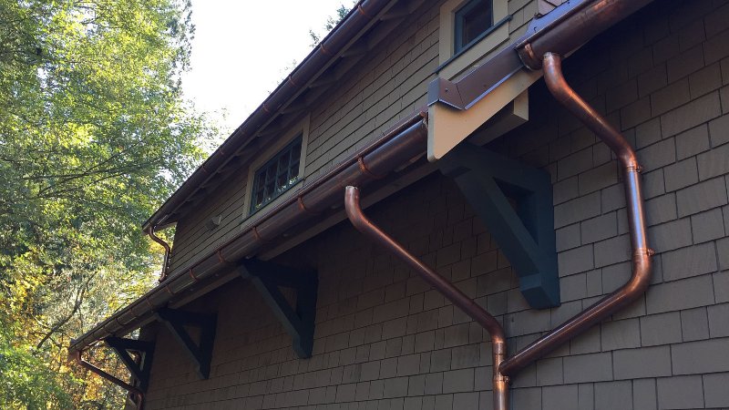 Copper gutters installed by gutter replacement company High Point Gutter serving King and Snohomish counties in Washington.