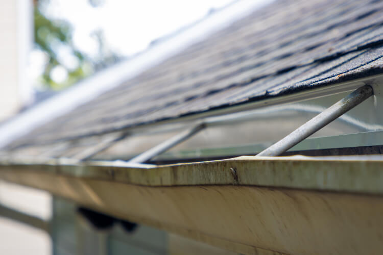 The cleaned roof with gutter at Woodinville, WA