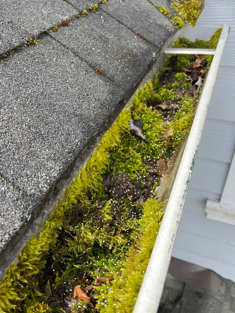 Before and after of a maintained gutter