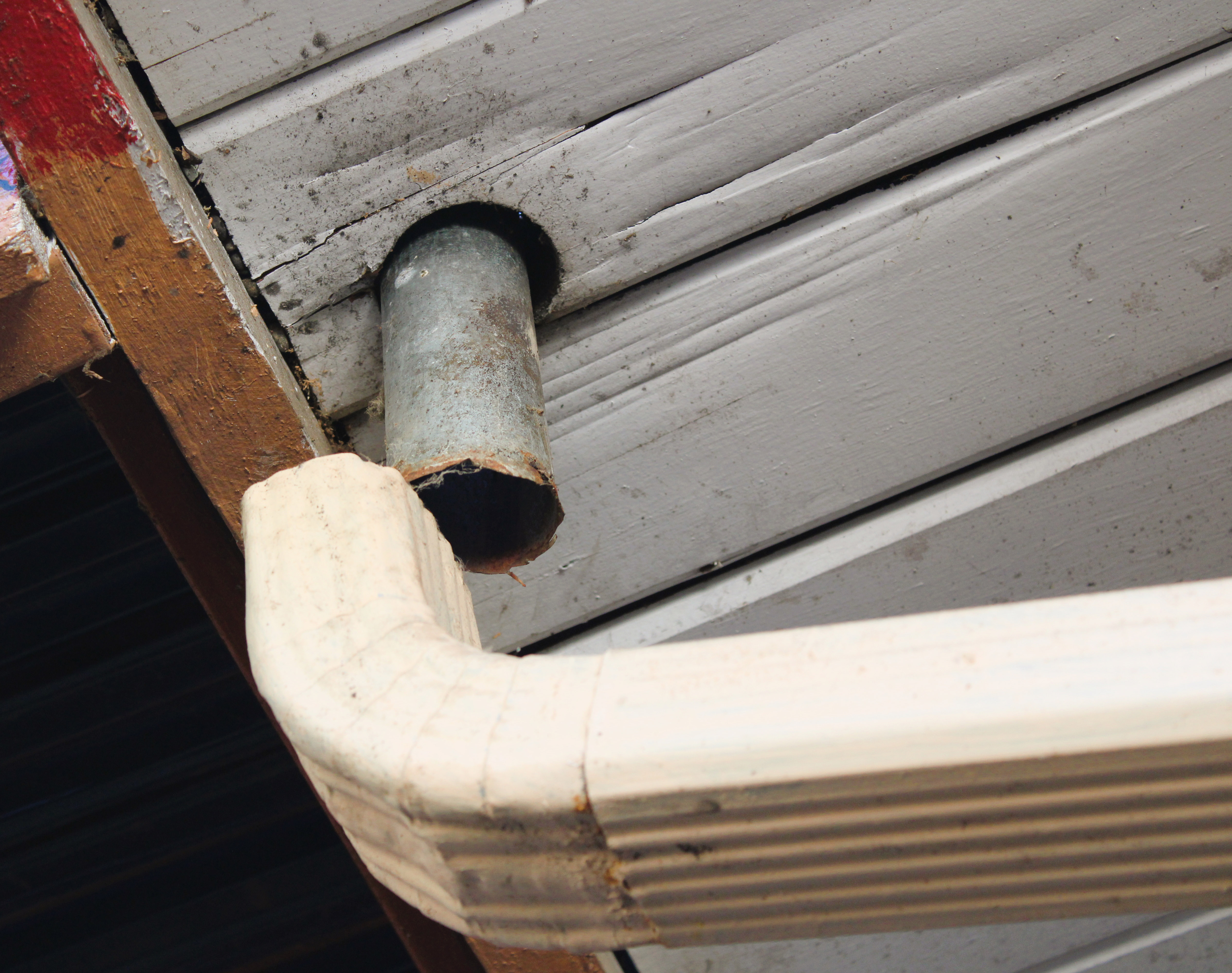 Corrosion and rust on an old gutter